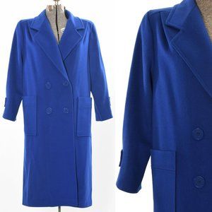 Vintage 1990s Blue Double Breasted Wool Long Coat | Size XL | by GJG Originals